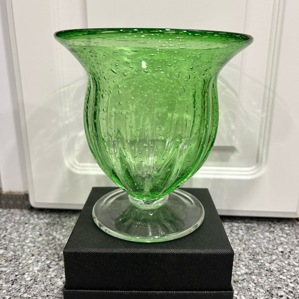 Green Bubble-Glass Vase